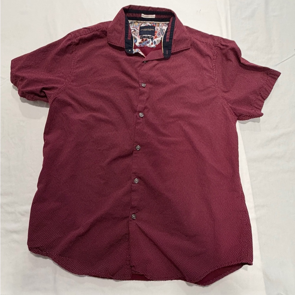 Men’s Denim & Flower Casual Button Down Shirt